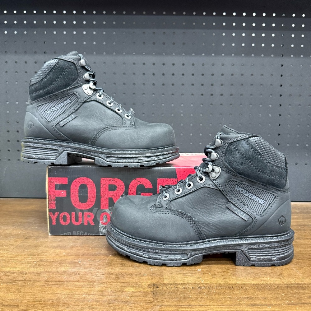 New W/ Box! Women's Wolverine Hellcat Waterproof Carbonmax Black Work 6in Boots